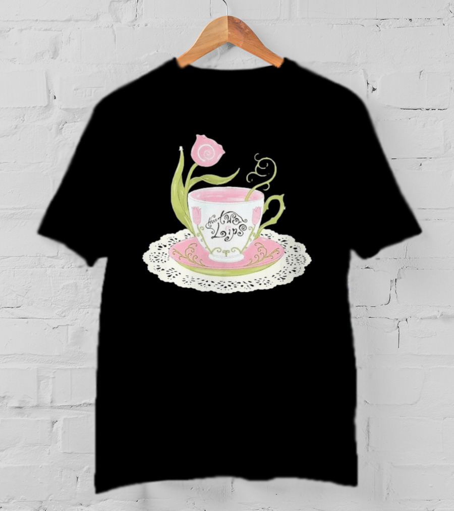 The Two Lips Teacup Floral Saucer Lace Doily T-Shirt