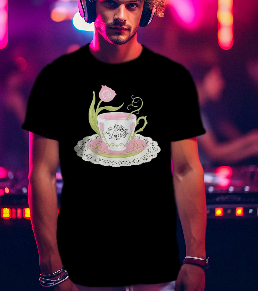 The Two Lips Teacup Floral Saucer Lace Doily T-Shirt