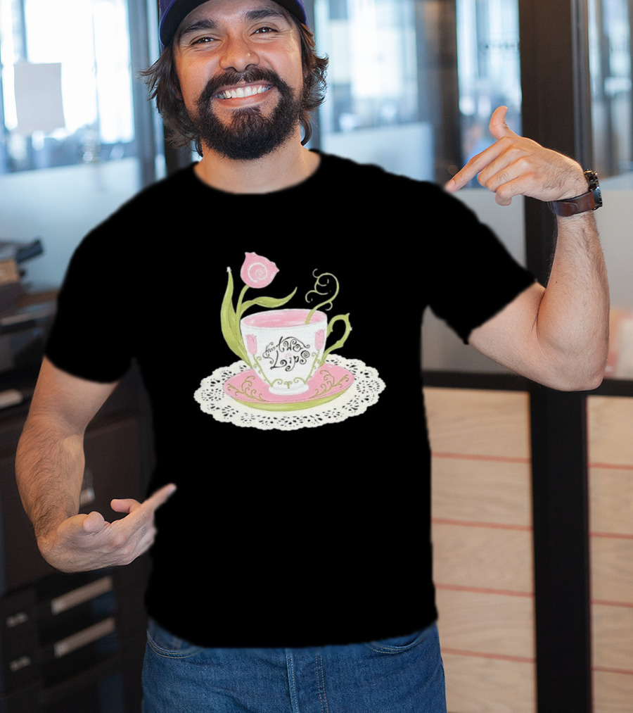 The Two Lips Teacup Floral Saucer Lace Doily T-Shirt