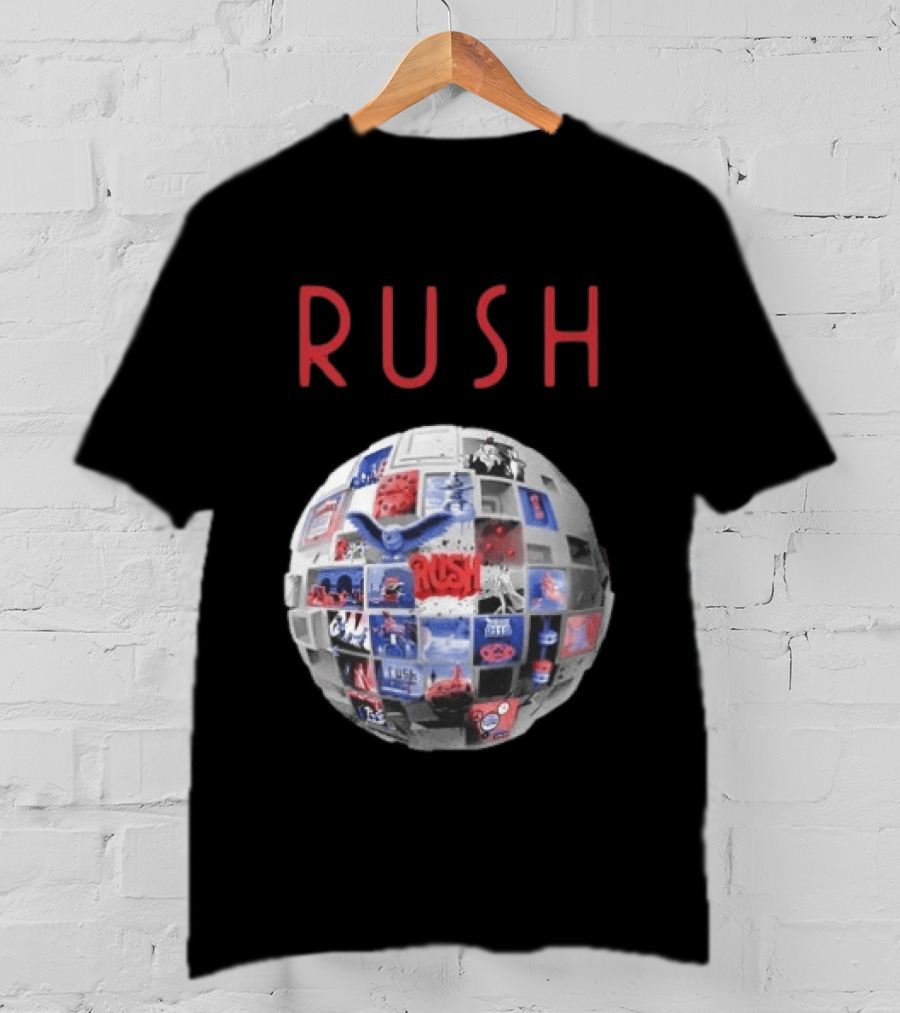 Rush All The World's An Album Tour 2026 2027 History Iconic Sphere Collage T-Shirt