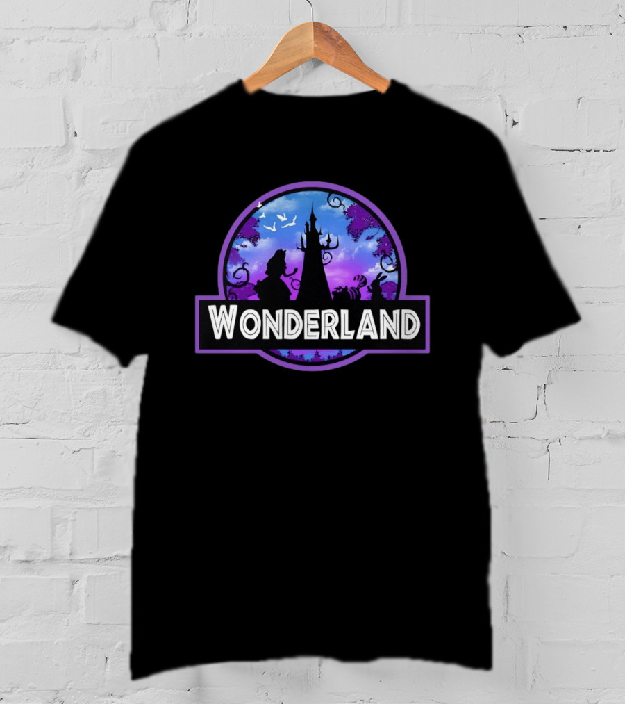 Alice Wonderland Adventure Silhouette Tower Fantasy Scene T-Shirt