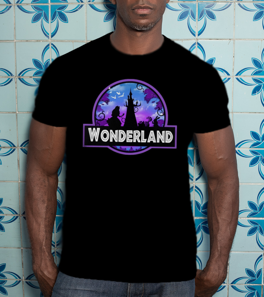 Alice Wonderland Adventure Silhouette Tower Fantasy Scene T-Shirt