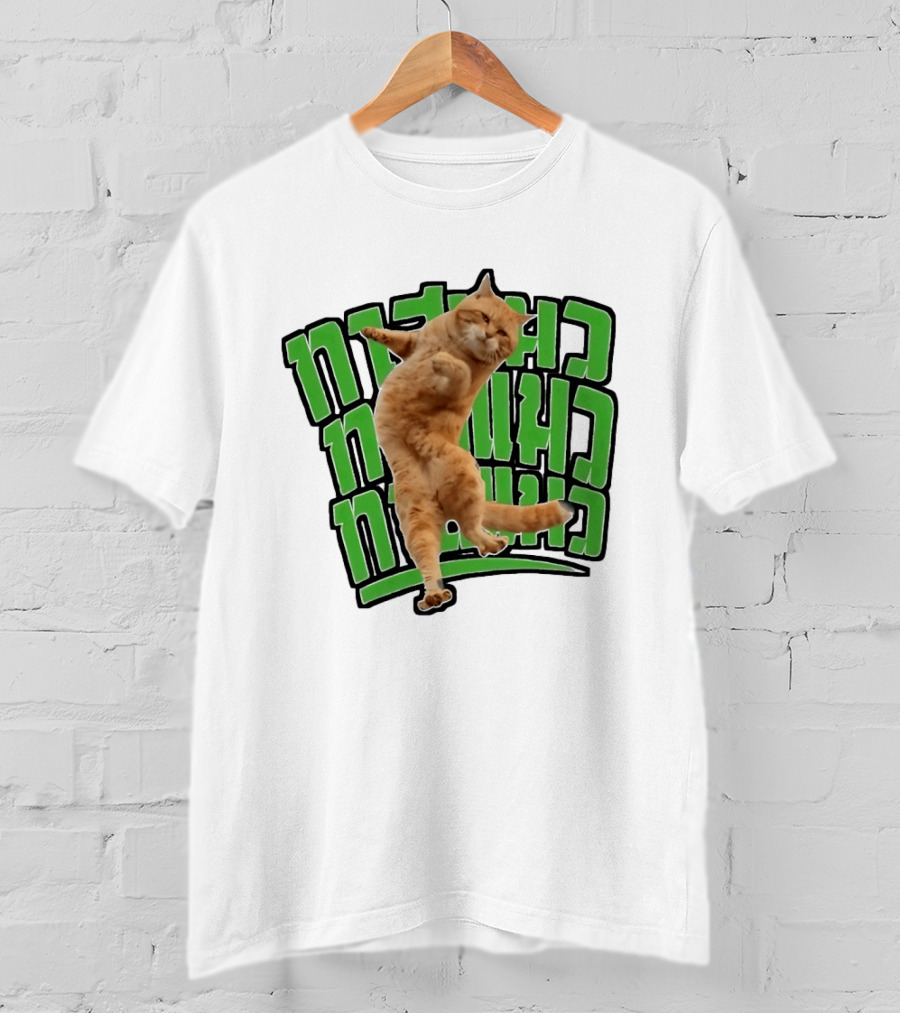 Cat Martial Arts Dance Hebrew T-Shirt