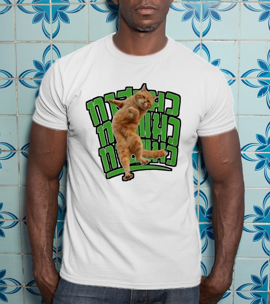 Cat Martial Arts Dance Hebrew T-Shirt