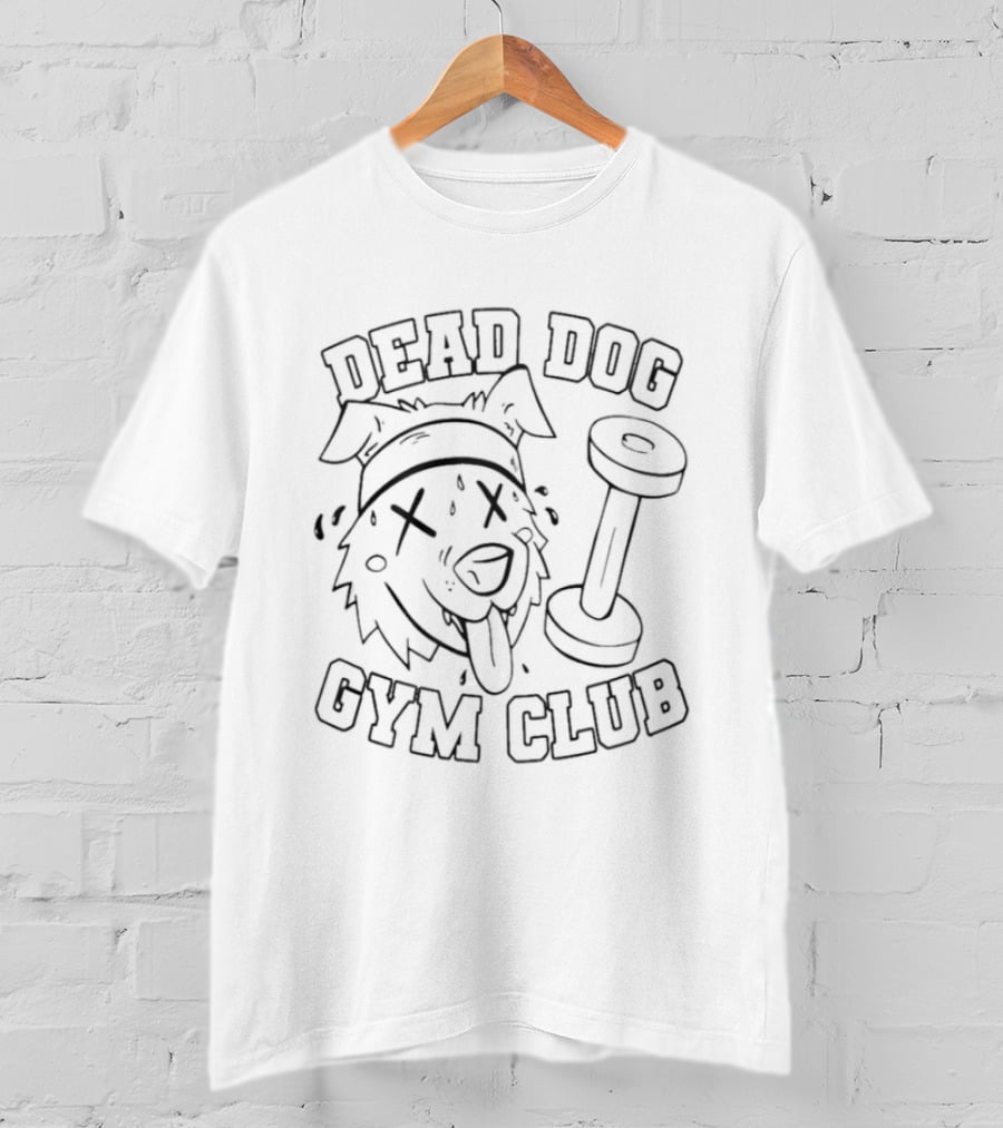 Dead Dog Gym Club Funny Workout Dog With Dumbbell T-Shirt