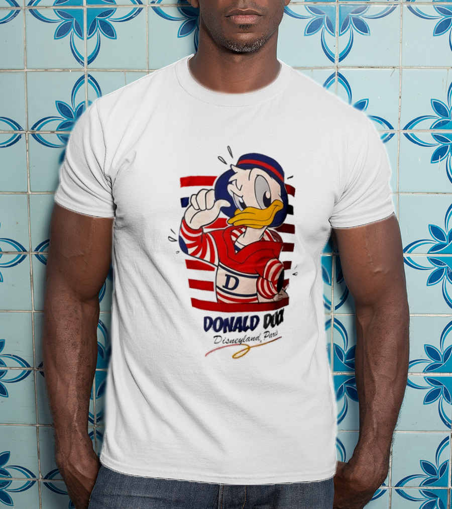 Donald Duck Disneyland Paris Red And White Striped Outfit T-Shirt
