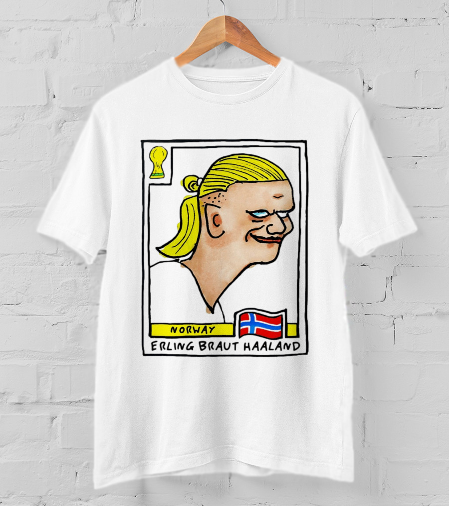 Norway Erling Braut Haaland Caricature Football Trading Card T-Shirt