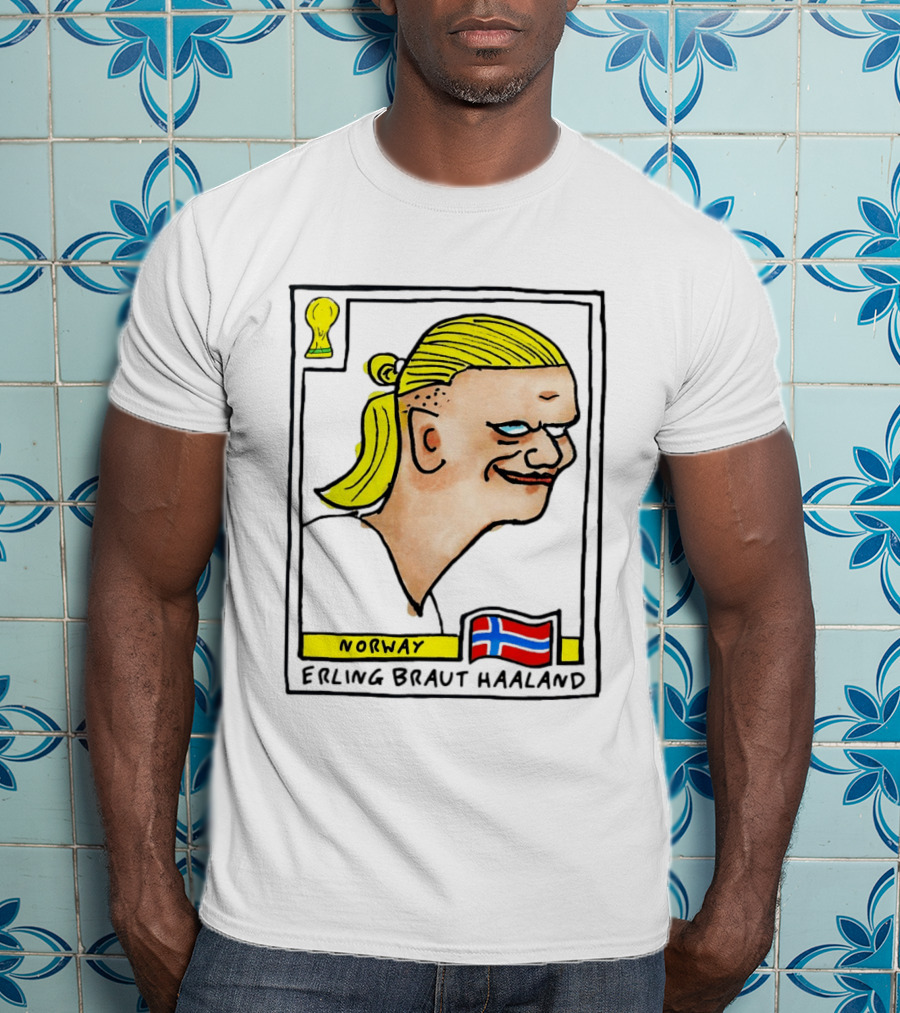 Norway Erling Braut Haaland Caricature Football Trading Card T-Shirt