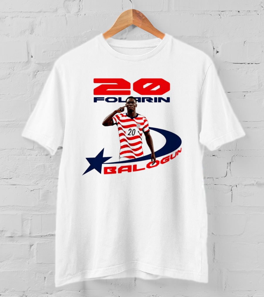 Folarin Balogun 20 Striped United States Soccer Team Star T-Shirt