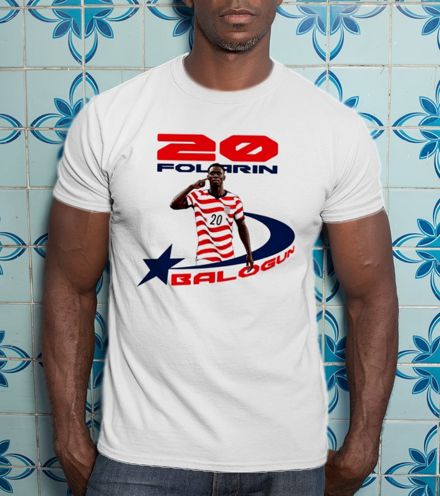 Folarin Balogun 20 Striped United States Soccer Team Star T-Shirt