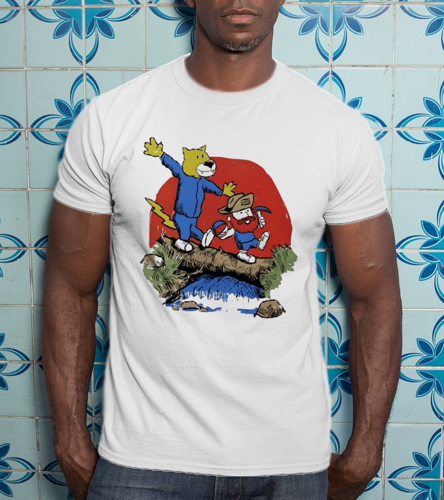 Denver Nuggets Rocky Mountain Lion Cartoon Adventure With Basketball T-Shirt