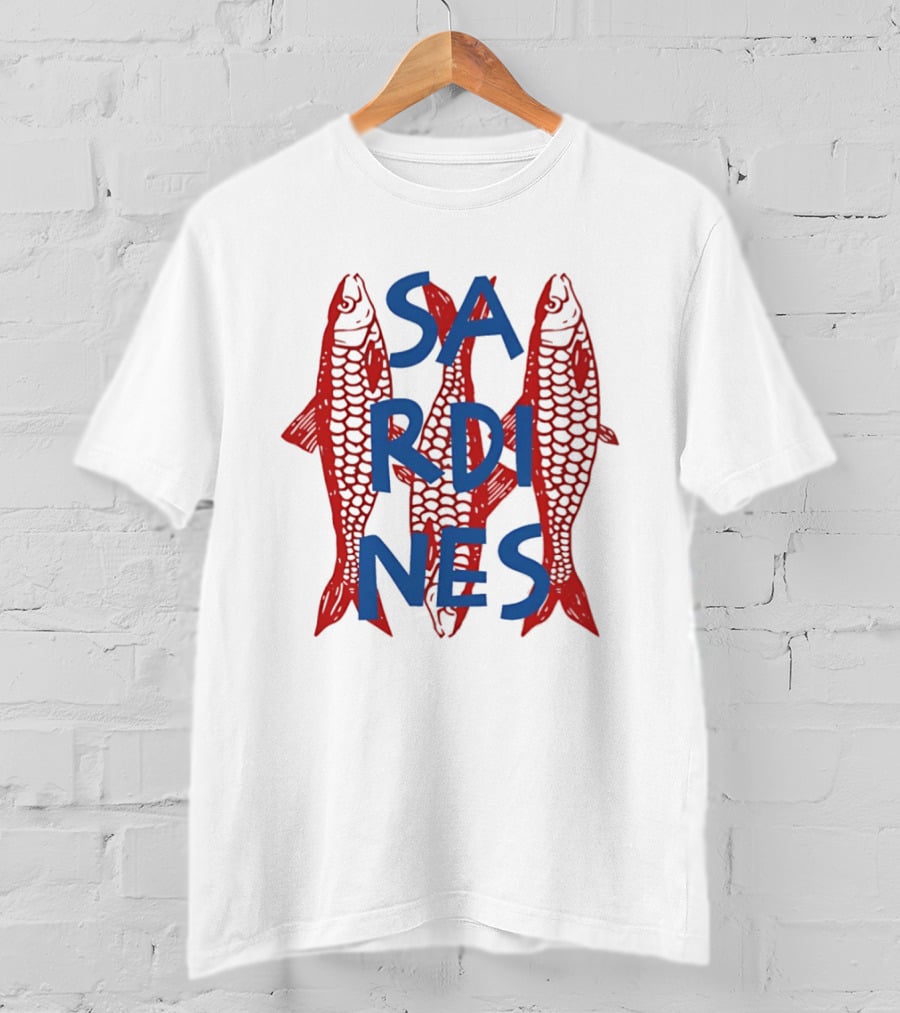 Sardines Red Fish Blue Letters Three Fish T-Shirt