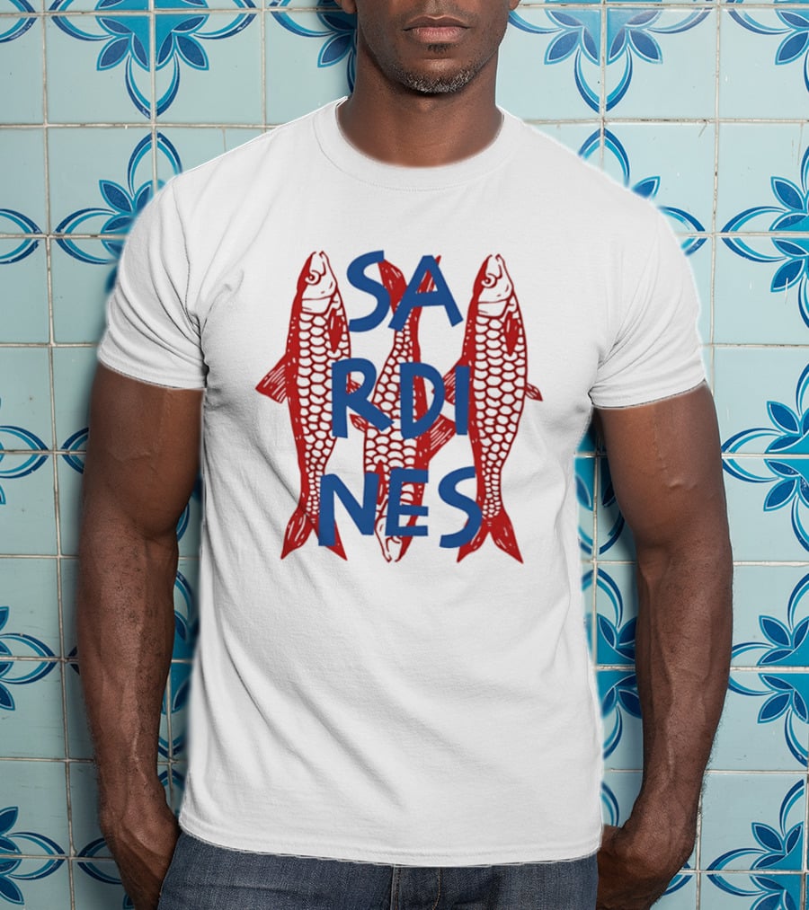 Sardines Red Fish Blue Letters Three Fish T-Shirt