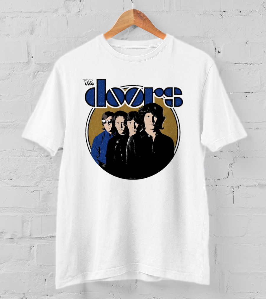 The Doors Faces Band Members Iconic Gold Circle T-Shirt