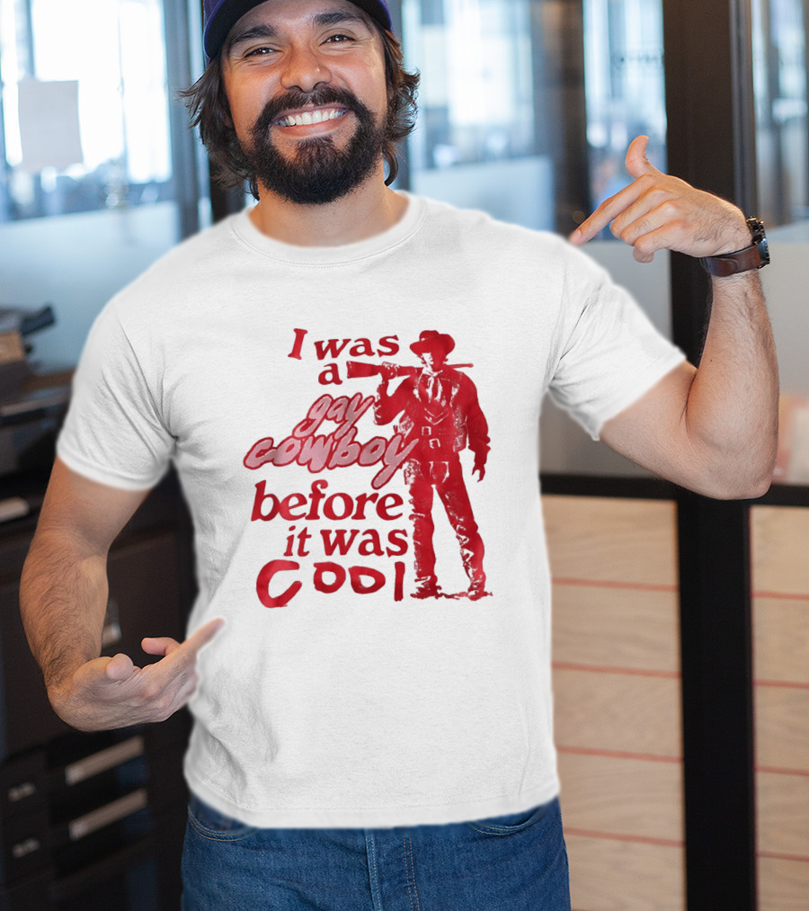 I Was A Gay Cowboy Before It Was Cool LGBTQ Pride Western Humor Red Figure T-Shirt
