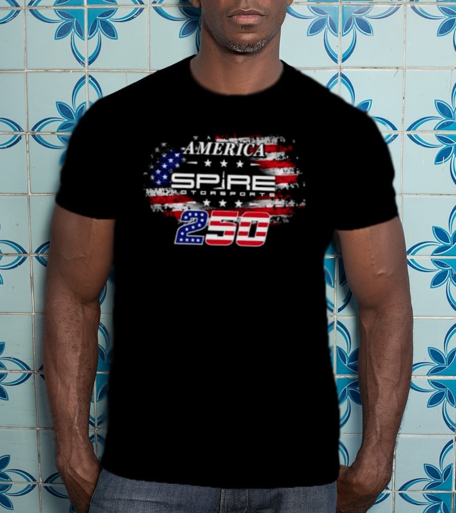 America Spire Motorsports 250 NASCAR Racing Stars And Stripes Flag T-Shirt
