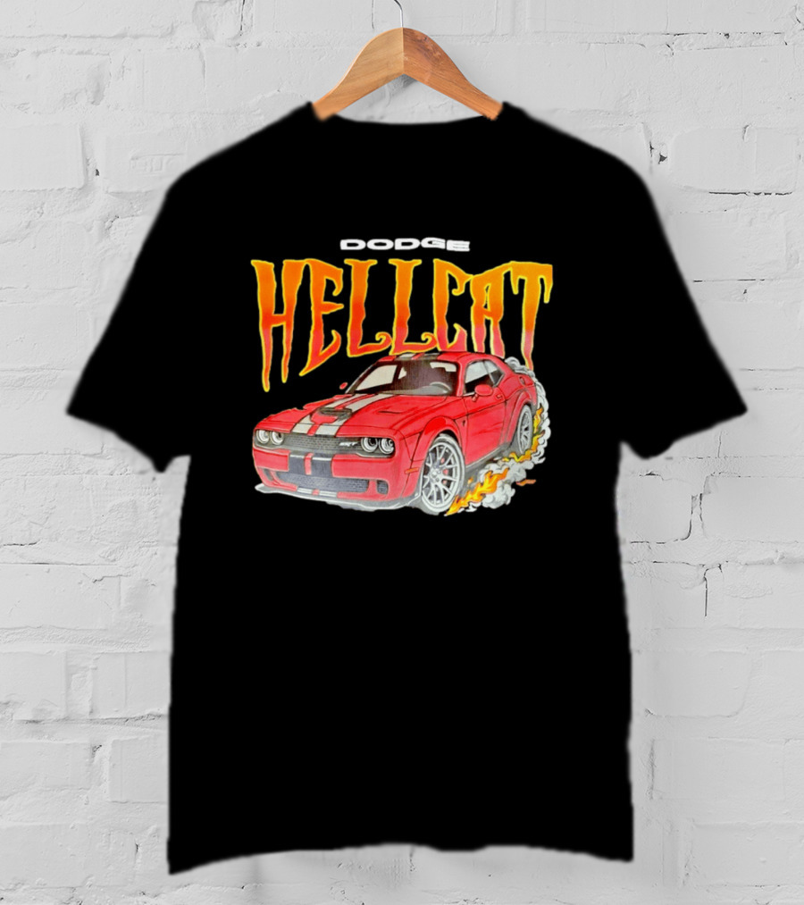 Dodge Hellcat Car Flames Drifting T-Shirt