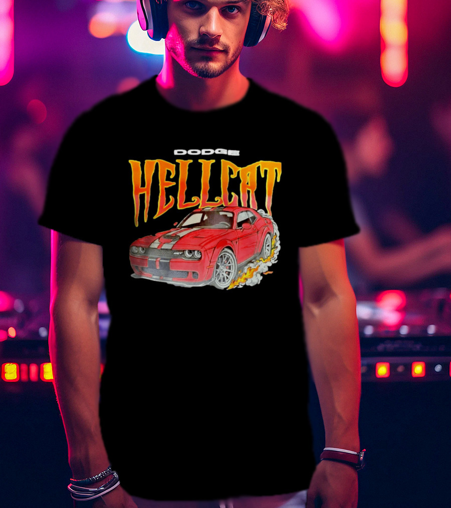 Dodge Hellcat Car Flames Drifting T-Shirt
