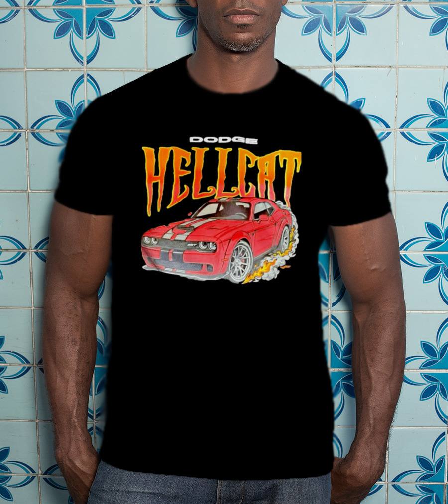 Dodge Hellcat Car Flames Drifting T-Shirt