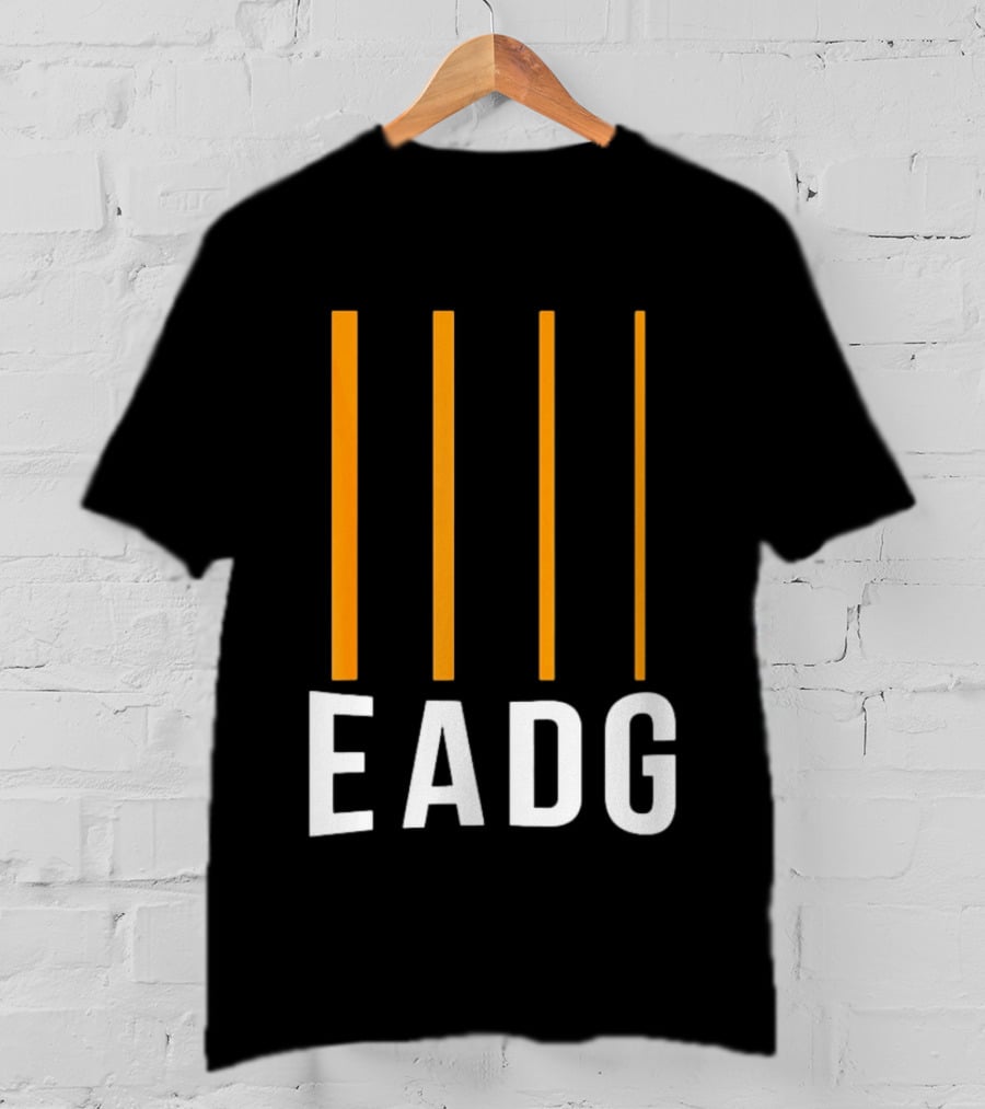 EADG Bass Guitar Four Strings Musician Vertical Lines T-Shirt