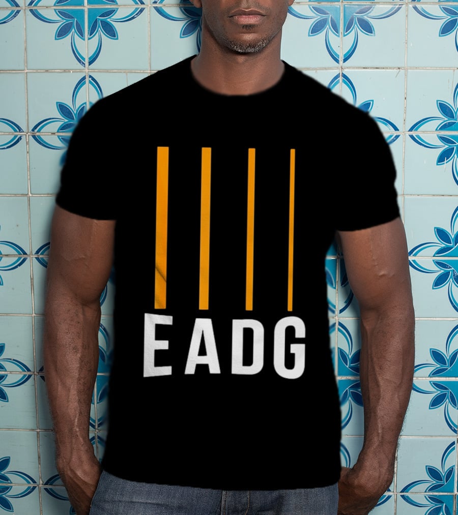 EADG Bass Guitar Four Strings Musician Vertical Lines T-Shirt