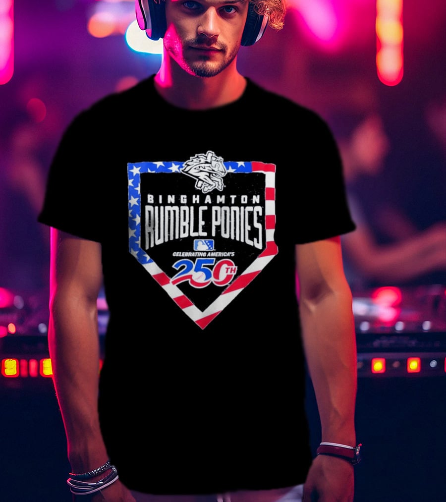 Binghamton Rumble Ponies Celebrating America 250th Anniversary MLB Stars And Stripes T-Shirt