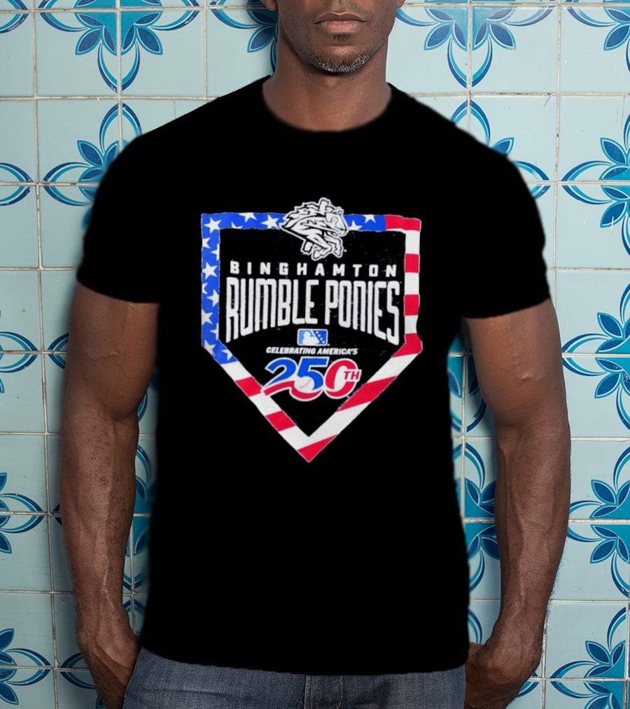 Binghamton Rumble Ponies Celebrating America 250th Anniversary MLB Stars And Stripes T-Shirt