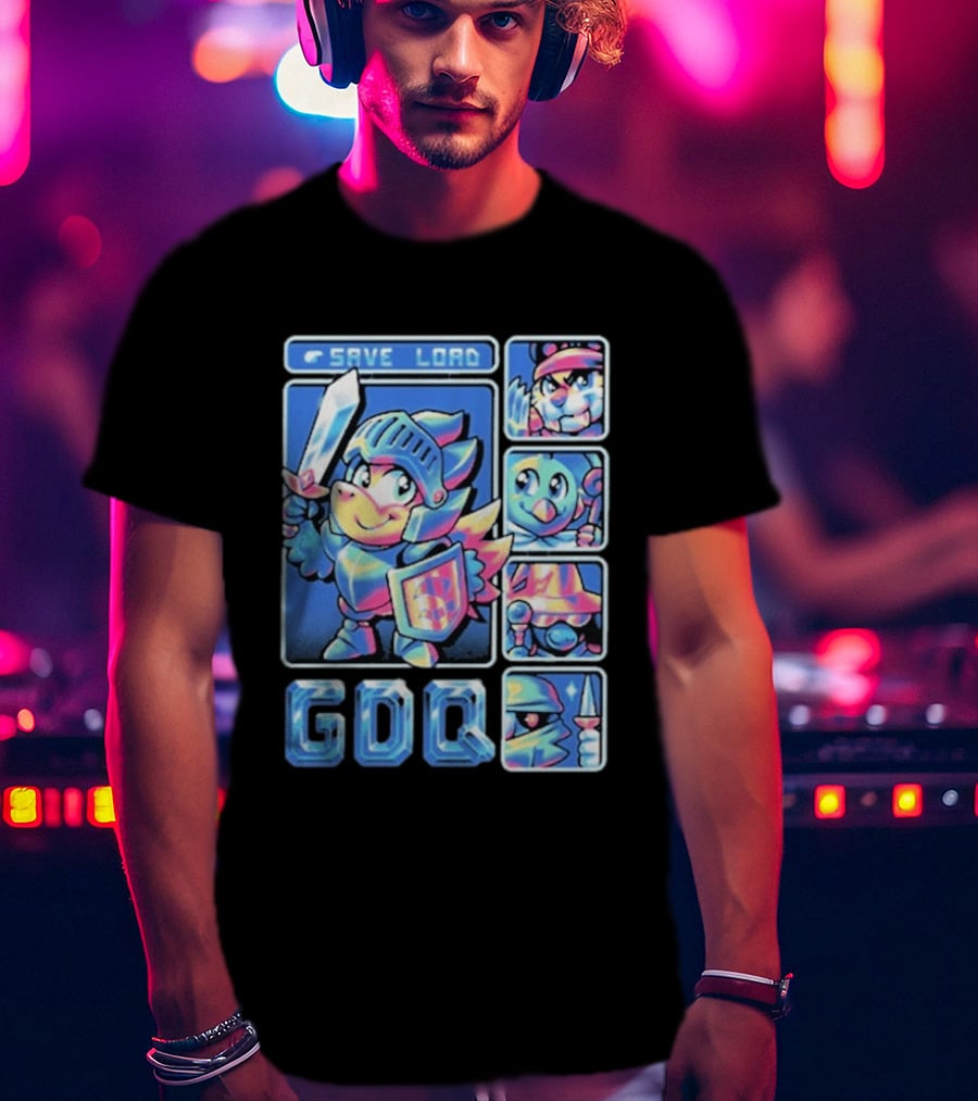 Fangamer GDQ Quick Quest Save Load Knight Adventure Characters T-Shirt
