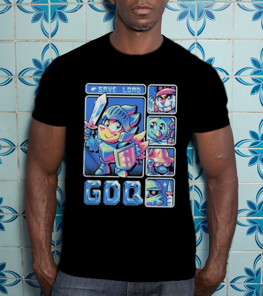 Fangamer GDQ Quick Quest Save Load Knight Adventure Characters T-Shirt