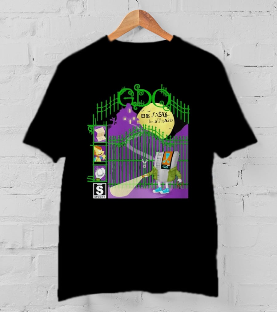 Gdq Be Fast Be Afraid Spooky Retro Robot Gaming T-Shirt