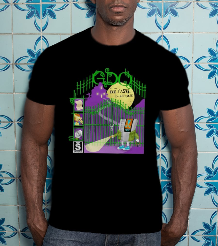 Gdq Be Fast Be Afraid Spooky Retro Robot Gaming T-Shirt