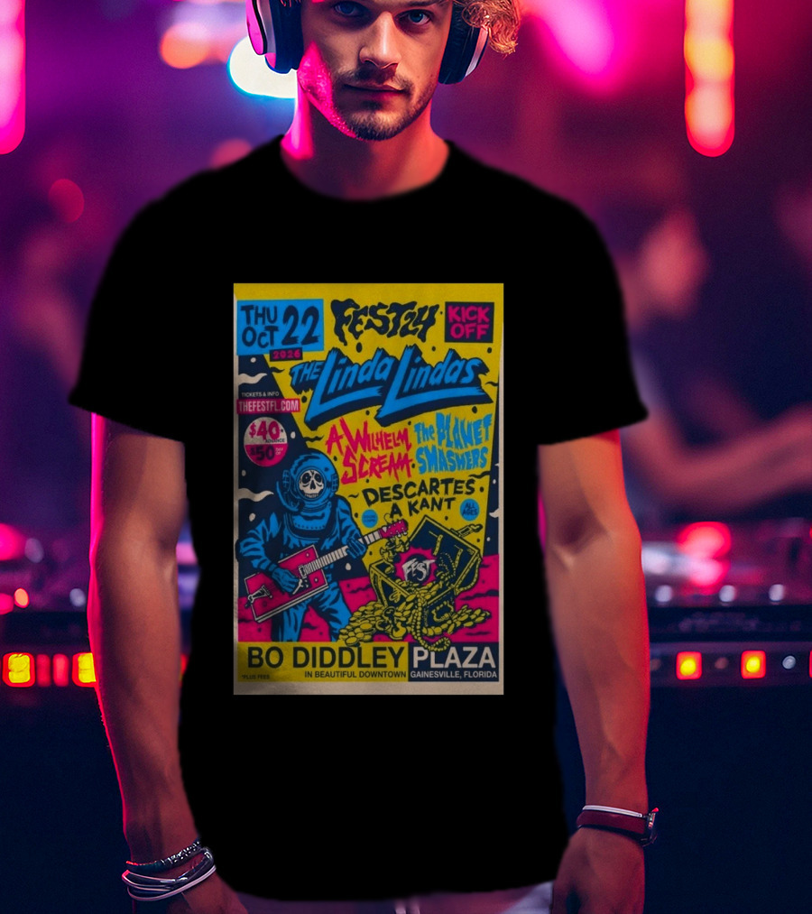 FEST 24 Kick Off 2026 The Linda Lindas Bo Diddley Plaza Gainesville Florida T-Shirt