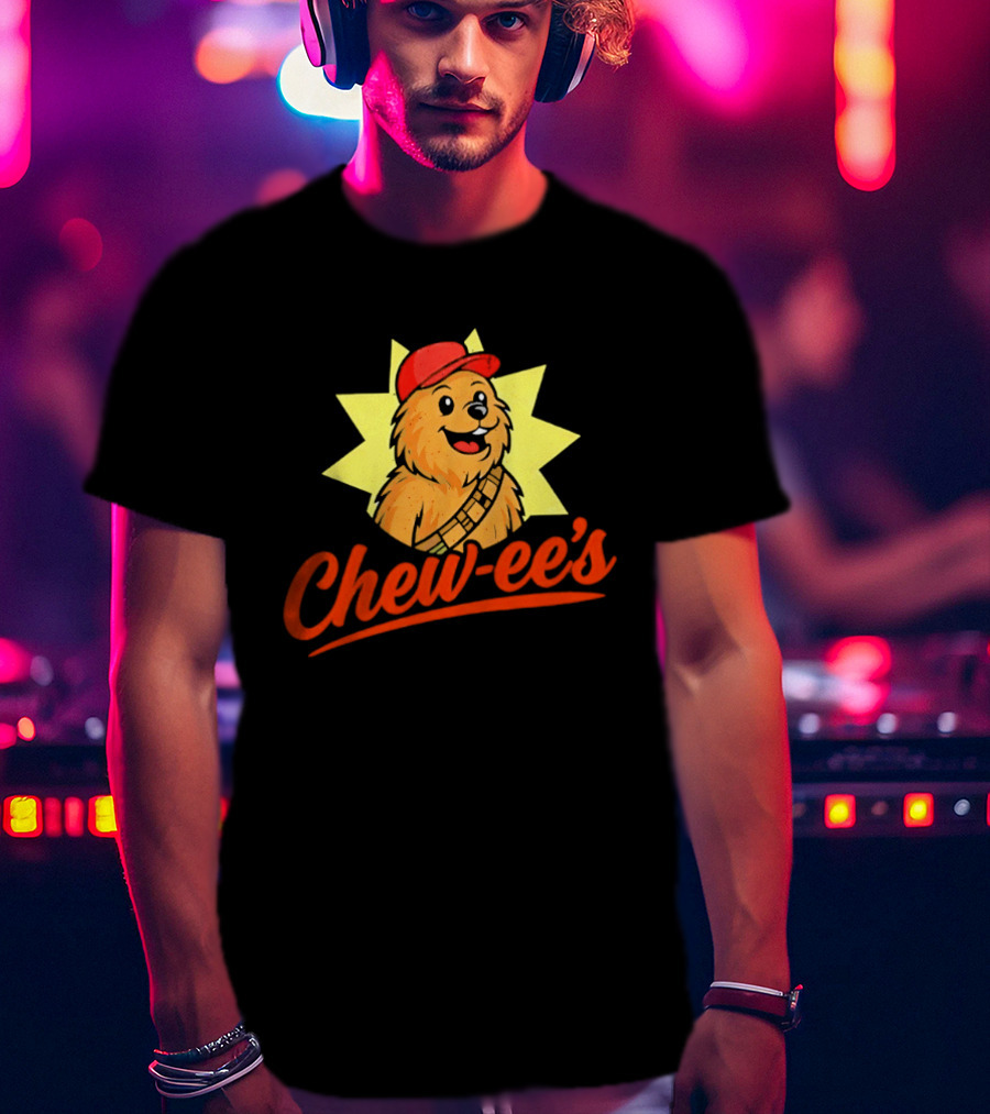 Chewbacca Chew Ee's Star Wars Snack Brand Cartoon Character With Red Hat T-Shirt