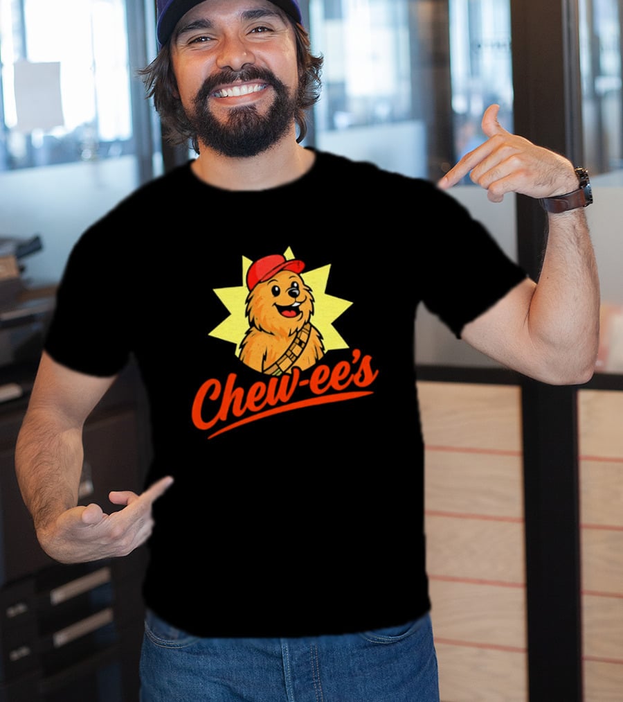 Chewbacca Chew Ee's Star Wars Snack Brand Cartoon Character With Red Hat T-Shirt