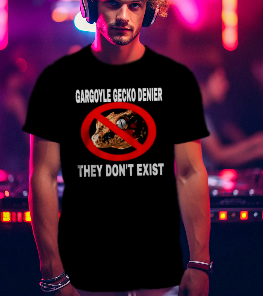 Gargoyle Gecko Denier They Don't Exist Reptile Red Circle Slash T-Shirt