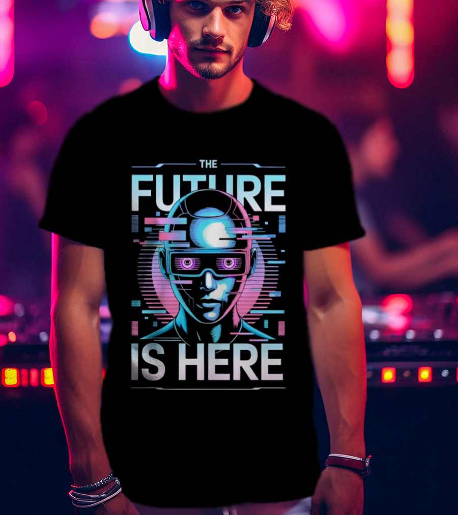 The Future Is Here Cyberpunk Android VR Goggles T-Shirt