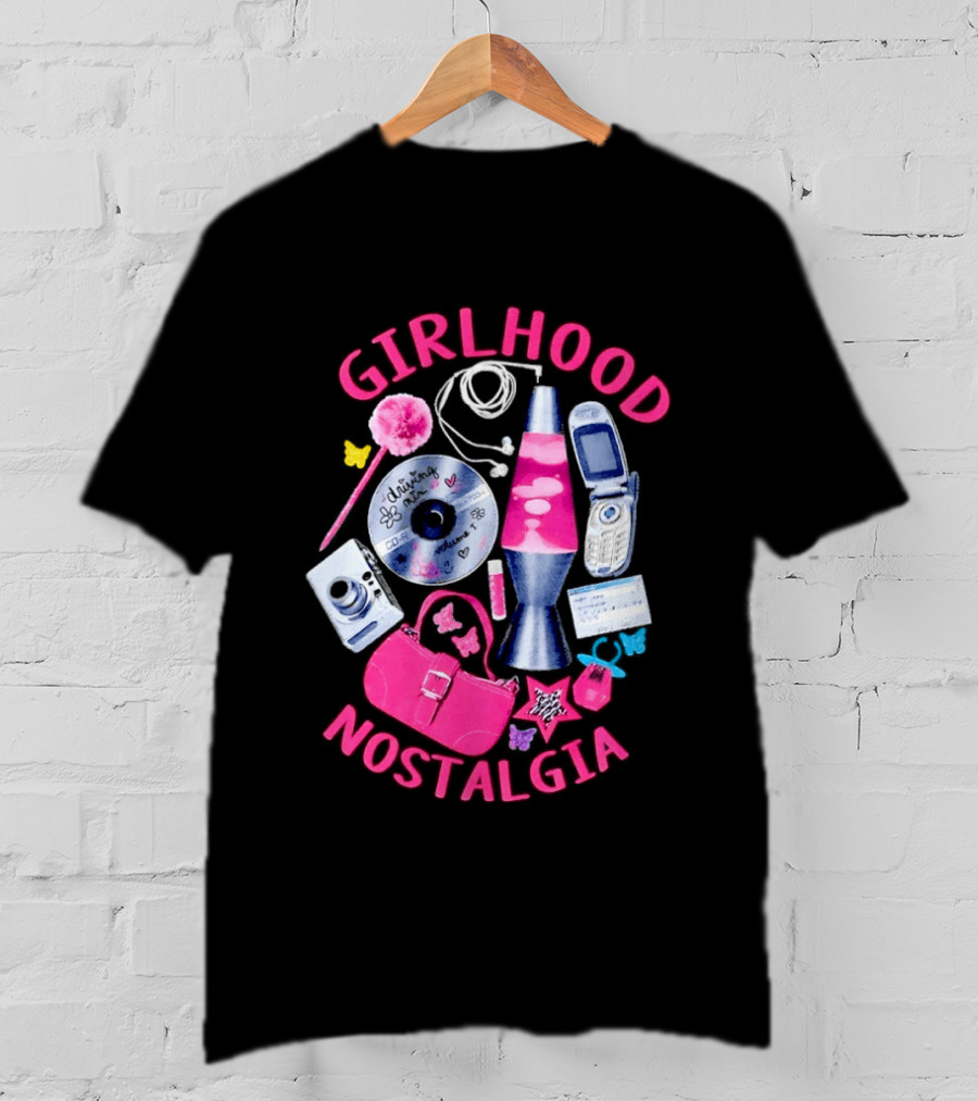 Girlhood Nostalgia Lava Lamp And Vintage Tech Accessories Throwback T-Shirt