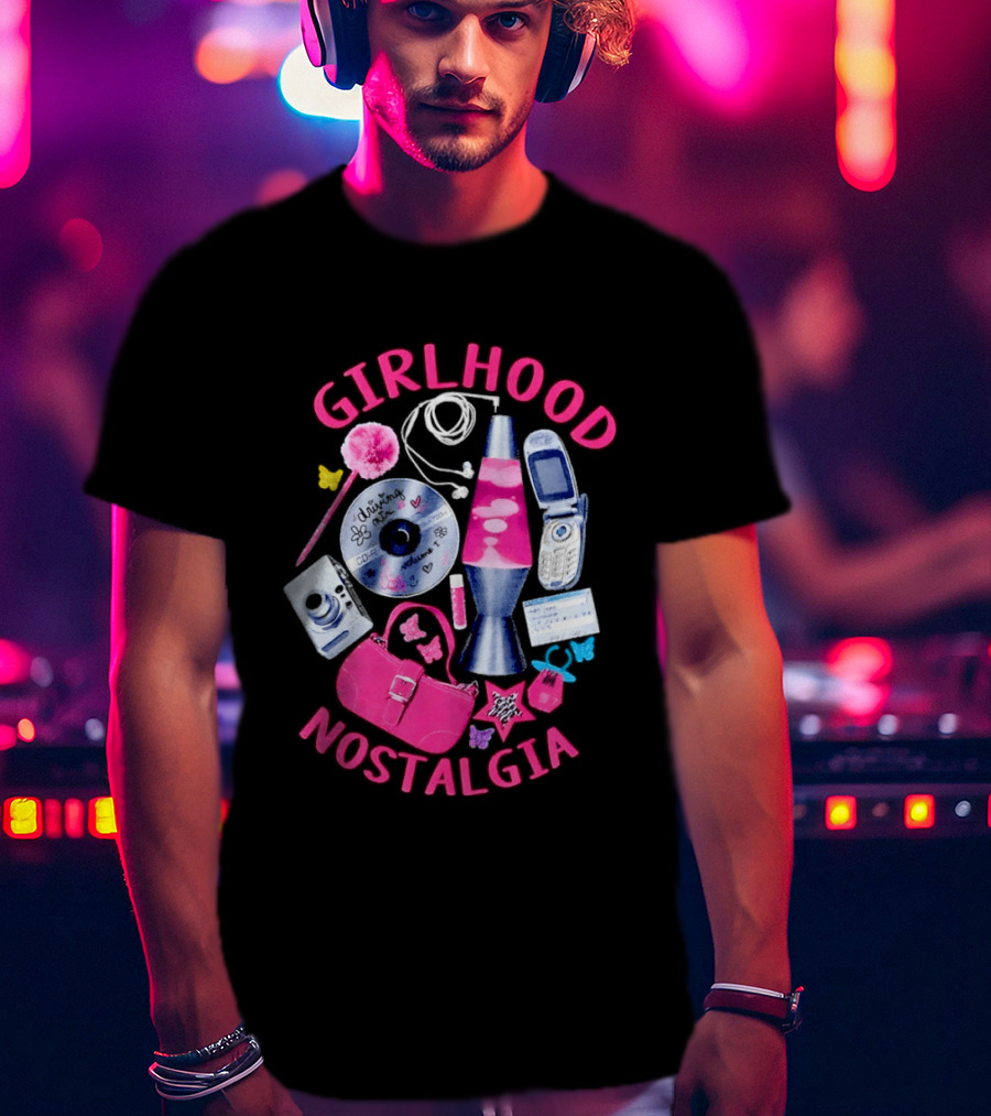 Girlhood Nostalgia Lava Lamp And Vintage Tech Accessories Throwback T-Shirt