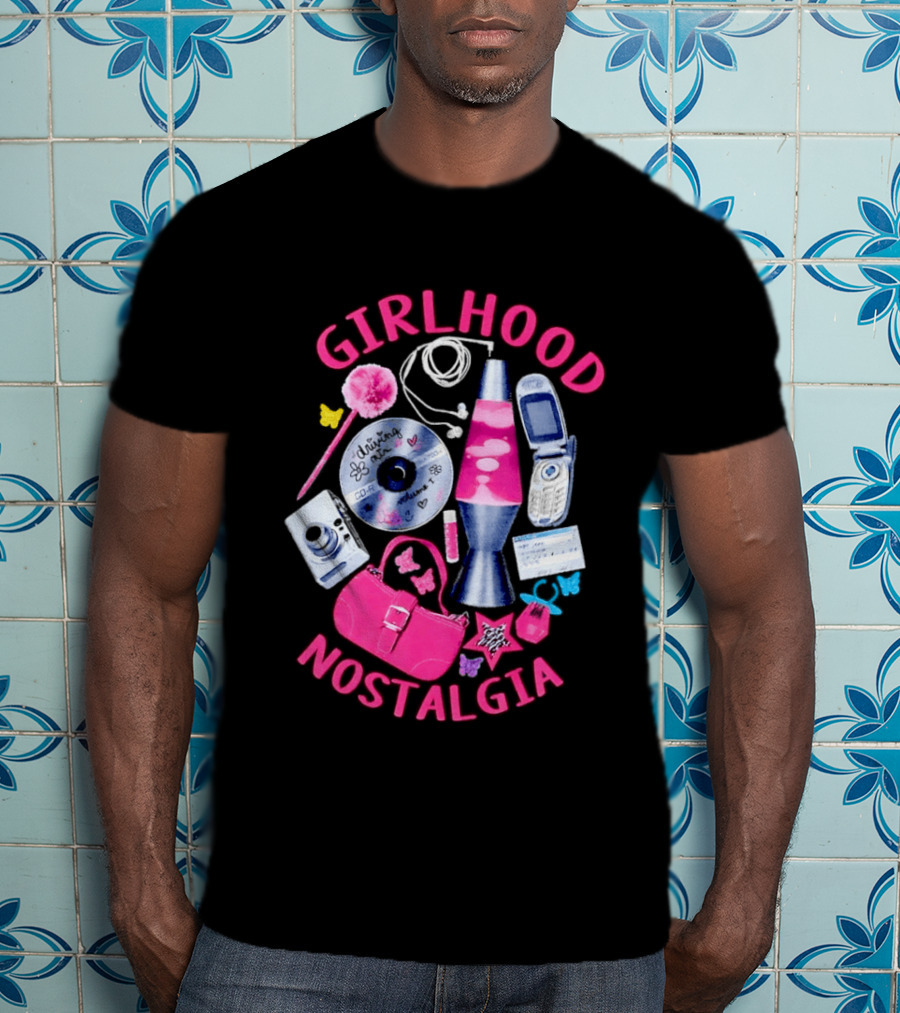 Girlhood Nostalgia Lava Lamp And Vintage Tech Accessories Throwback T-Shirt