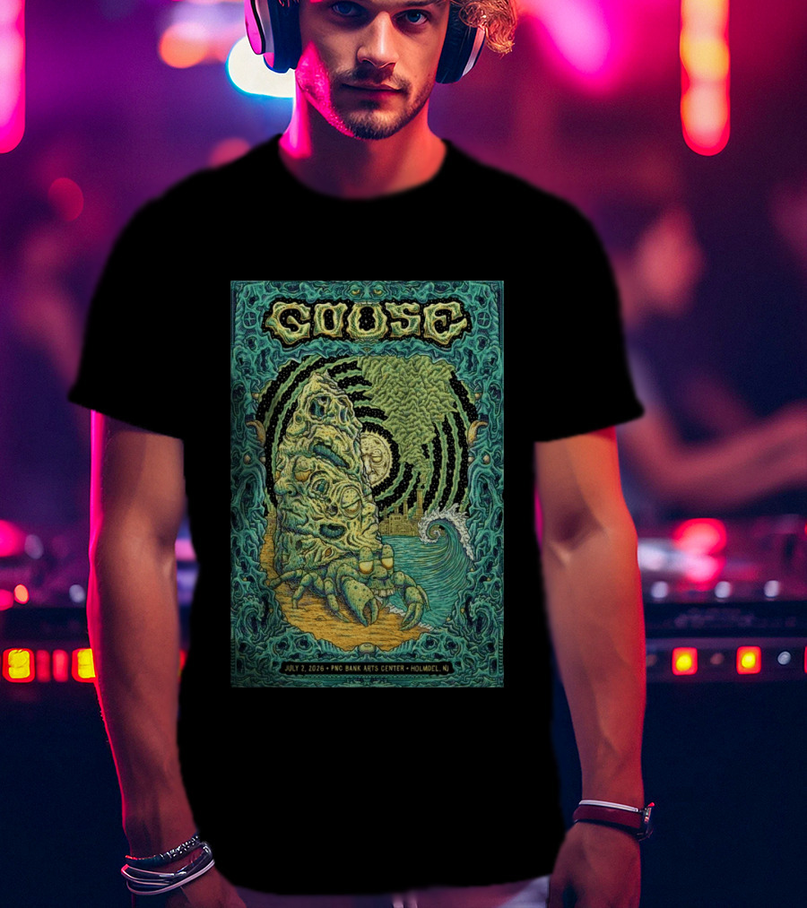 Goose July 2 2026 PNC Bank Arts Center Holmdel NJ Psychedelic Monster Wave T-Shirt