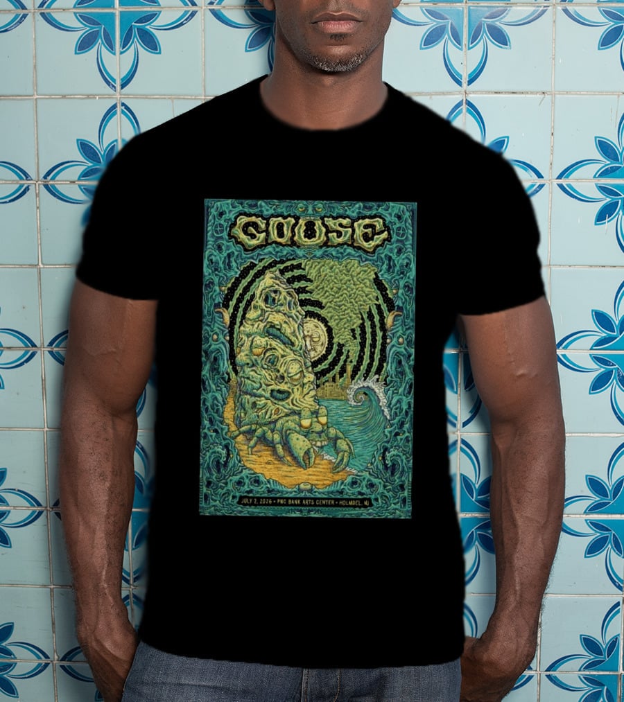 Goose July 2 2026 PNC Bank Arts Center Holmdel NJ Psychedelic Monster Wave T-Shirt