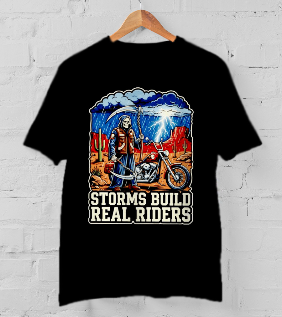 Real Riders Grim Reaper Motorcycle Storm Adventure T-Shirt
