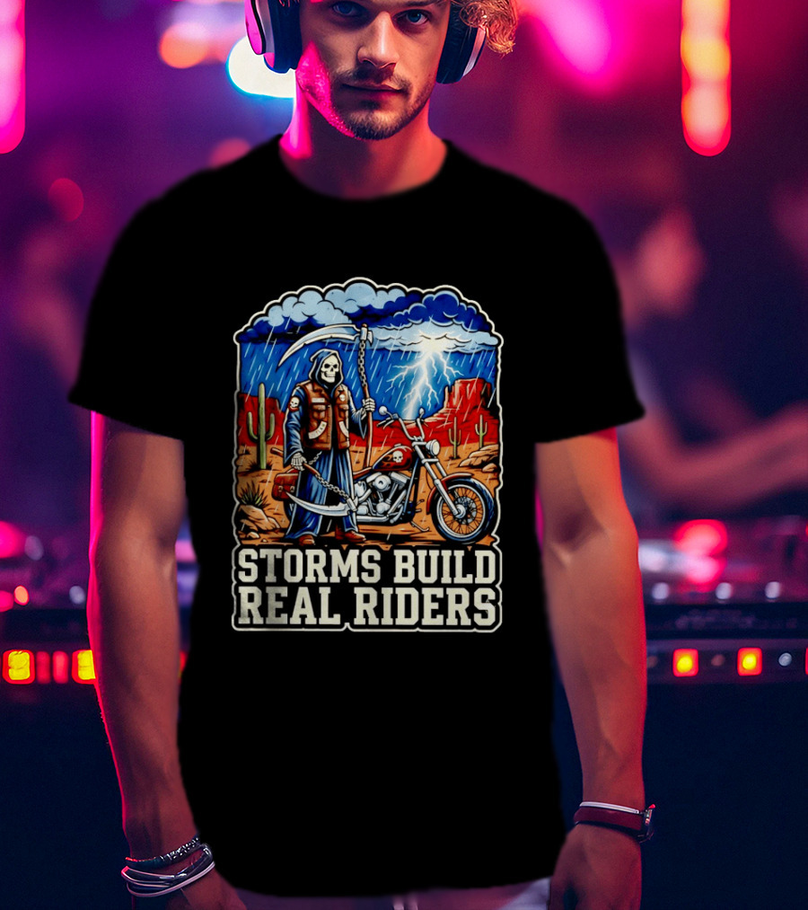 Real Riders Grim Reaper Motorcycle Storm Adventure T-Shirt