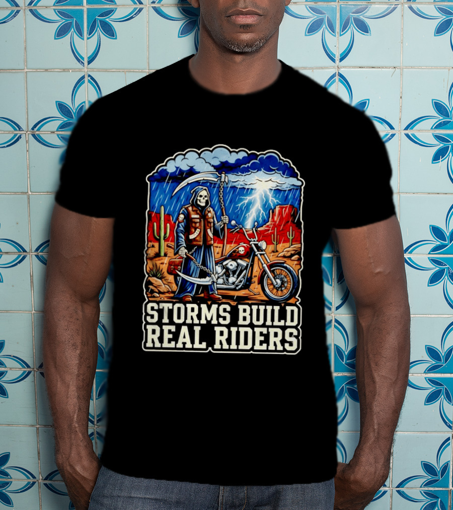 Real Riders Grim Reaper Motorcycle Storm Adventure T-Shirt