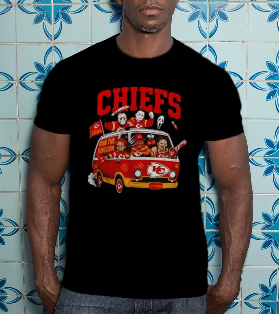 Kansas City Chiefs Horror Icons Run The Kingdom Van Adventure T-Shirt