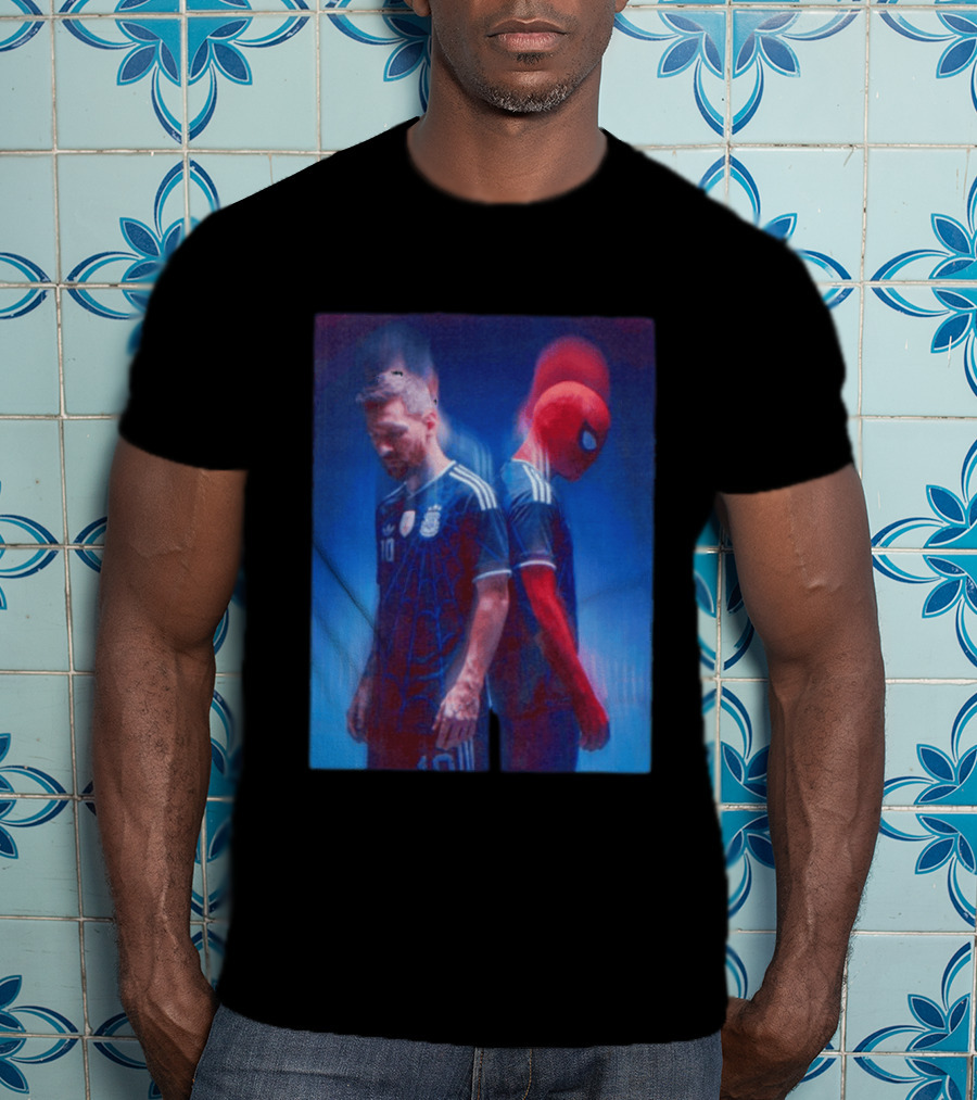 Lionel Messi Spider Man Argentina AFA Jersey Dual Image T-Shirt