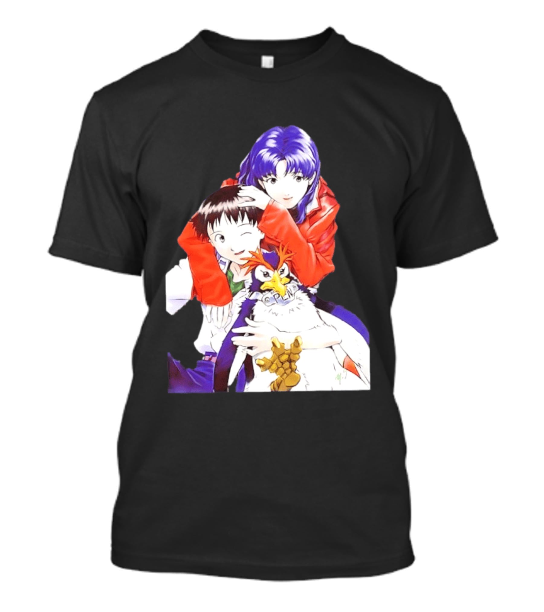 Shinji Ikari Misato Katsuragi Pen Pen Neon Genesis Evangelion Anime Characters T-Shirt