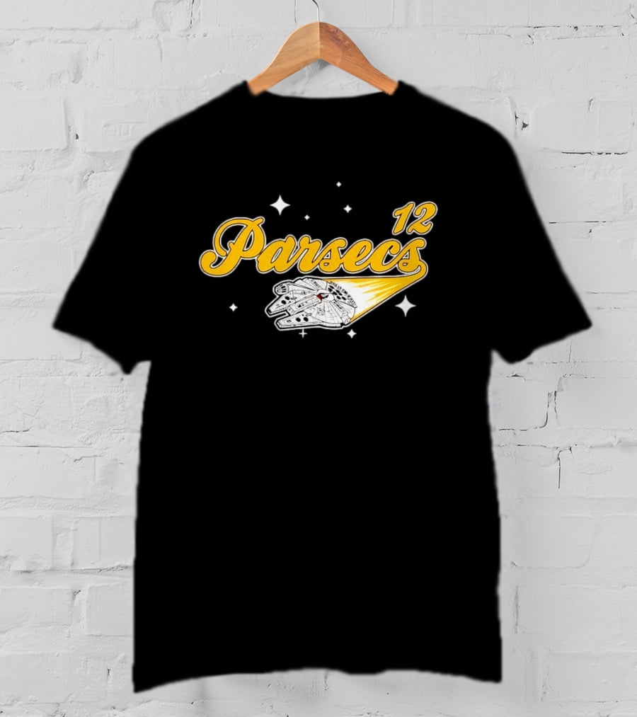 Millennium Falcon 12 Parsecs Star Wars Han Solo Baseball Script T-Shirt