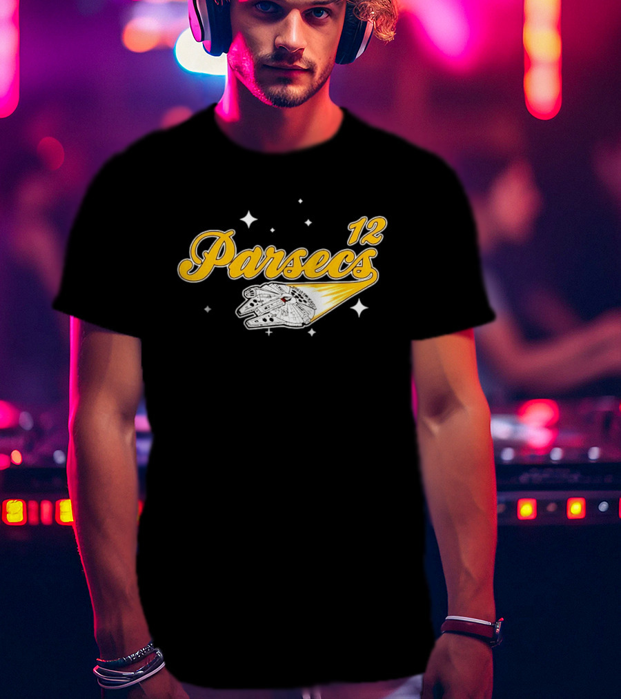 Millennium Falcon 12 Parsecs Star Wars Han Solo Baseball Script T-Shirt