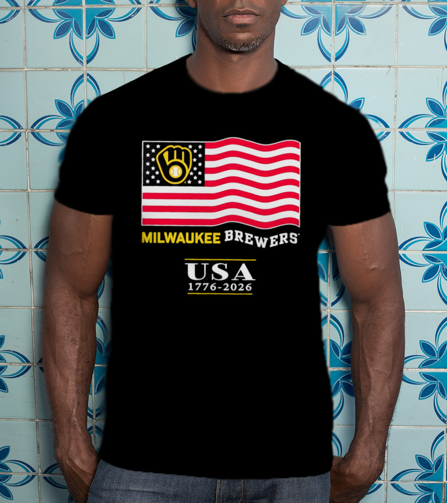 Milwaukee Brewers USA 1776 2026 American Flag Baseball Team T-Shirt